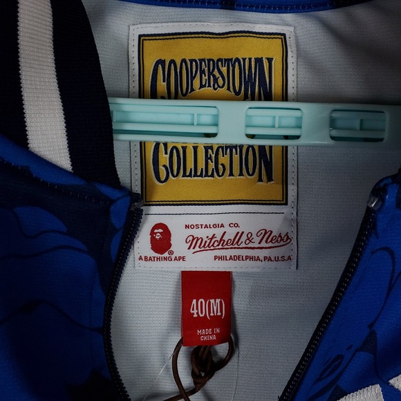 BAPE New York Yankees Mitchell & Ness MLB Medium Zip Up Jacket Blue‎ White NWT - Picture 7 of 9